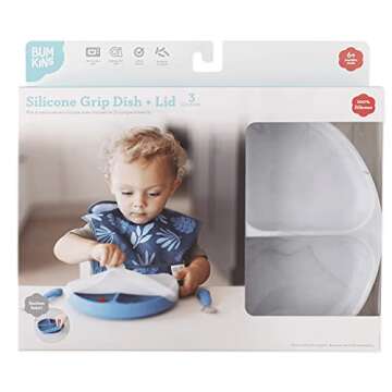 Bumkins Toddler Suction Plate for Self-Feeding Babies