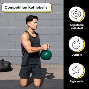 Kettlebell Kings Competition Kettlebells Weight (35mm handle) 8-48 KG - Hand weights Workout Gym Equipment and Strength training sets for Women and Men for Home Gym - Suitable for Repetition Workouts