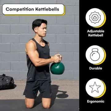 Kettlebell Kings Competition Kettlebells Weight (35mm handle) 8-48 KG - Hand weights Workout Gym Equipment and Strength training sets for Women and Men for Home Gym - Suitable for Repetition Workouts