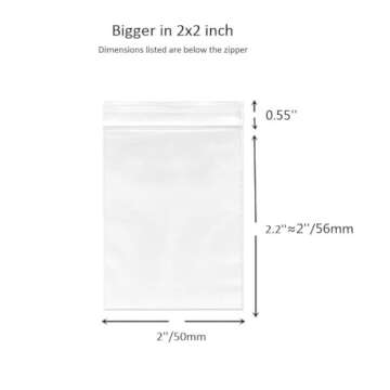 Cambiar 2''x 2'', (Pack of 500) Small Clear Poly Zipper Lock Bags 2 Mil Reclosable Zipper Storage Plastic Bag for Daily Vitamins, Pills