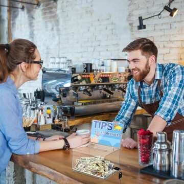 Polmart Tip Box/Suggestion/Business Card Collection Box with Lock (Built-in Sign Holder, Clear Color)