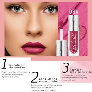 Moisturizing Lip Oil, Clear Lip Gloss Crystal Jelly Moisturizing Lip Oil, Moisturizing No-Sticky Transparent Plumping Lip Balm for Lip Care, Korean Fashion Lipstick Makeup Lip Care(Lip Gloss #08)