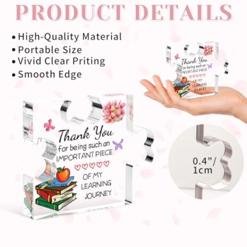 Elegant Acrylic Teacher Gift Plaque for Appreciation