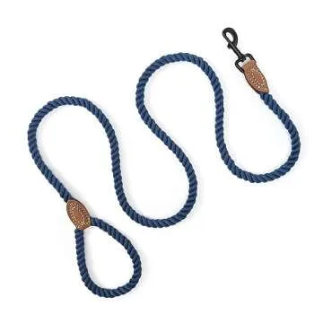 Mile High Life Dog Leash | Braided Cotton Rope Dog Leashes with Leather Tailor Tip | 4 Feet Dog Leas...