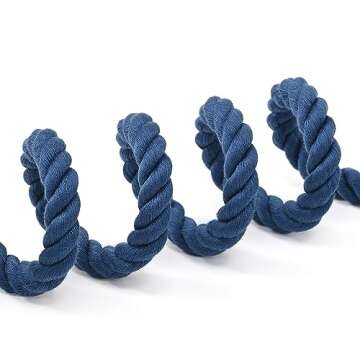 Mile High Life Dog Leash | Braided Cotton Rope Dog Leashes with Leather Tailor Tip | 4 Feet Dog Leash w Heavy Duty Metal Clasp | Wedding Dog Leash (Navy, 48 Inches)