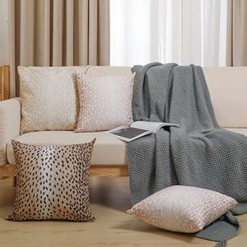 THOVSMOON Antelope Pillow Covers 18x18 Inch Set of 2 Animal Farmhouse Decorative Throw Pillow Covers Linen Square Cushion Case for Home Sofa Couch Bedroom Car Decoration(Beige, 18"x18")