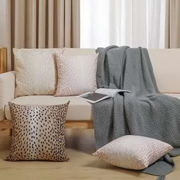 THOVSMOON Antelope Pillow Covers 18x18 Inch Set of 2 Animal Farmhouse Decorative Throw Pillow Covers Linen Square Cushion Case for Home Sofa Couch Bedroom Car Decoration(Beige, 18"x18")