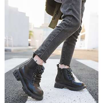 DADAWEN Kids Glitter Ankle Boots | Waterproof Combat Shoes