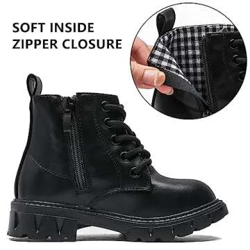 DADAWEN Kids Glitter Ankle Boots | Waterproof Combat Shoes