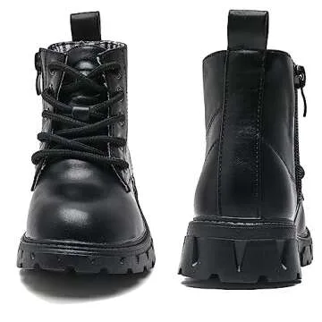 DADAWEN Kids Glitter Ankle Boots | Waterproof Combat Shoes