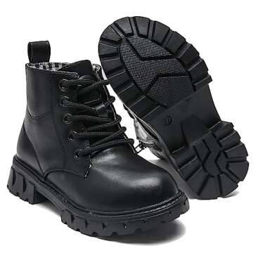 DADAWEN Kids Glitter Ankle Boots | Waterproof Combat Shoes