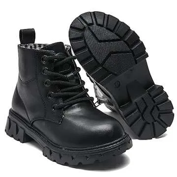 DADAWEN Kids Glitter Ankle Boots | Waterproof Combat Shoes