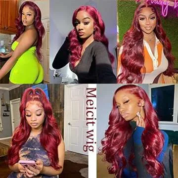 99J Burgundy Lace Front Wigs Human Hair Body Wave 13x4 Wine Red HD Transparent Lace Frontal Wigs Pre Plucked 180% Density 99J Human Hair Wigs Lace Frontal with Baby Hair 22inch