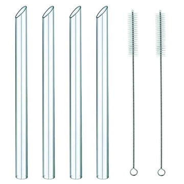 NEBYWOLD Reusable Glass Wide Straws for Boba Smoothies Milkshakes & More with Cleaning Brushes