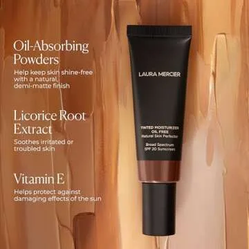 Laura Mercier Tinted Moisturizer Oil Free Natural Skin Perfector with SPF 20: All Day Shine Control, Sheer Coverage, Blurred Matte Finish, For Oily Skin, Skin Tint, Porcelain