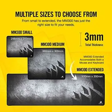 Corsair MM300 - Anti-Fray Cloth Gaming - High-Performance Mouse Pad Optimized for Gaming Sensors - Designed for Maximum Control - Extended, Multi Color
