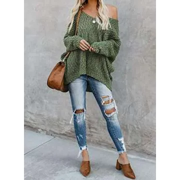 Astylish Women's Sexy Off The Shoulder Knit Sweater