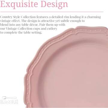 Vintage Embossed Plastic Dinner Plates Set for Parties