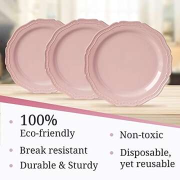 Vintage Embossed Plastic Dinner Plates Set for Parties