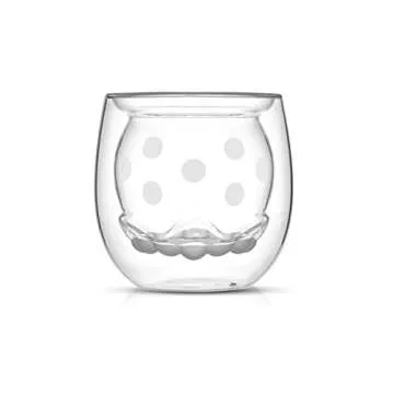 JoyJolt Mickey Pants and Minnie Skirt 3D 7.4oz Double Wall Glass Coffee Cups (2pc). Disney Coffee Mug, Espresso Cups and Tea Cups Collection of Double Wall Glasses and Disney Gifts.