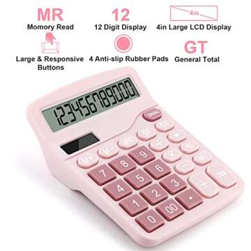 Tocorpie Office Desk Calculator 12 Digits (Pink)
