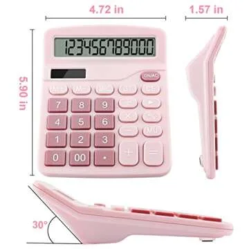 Stylish Tocorpie 12-Digit Desk Calculator in Pink
