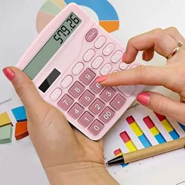 Stylish Tocorpie 12-Digit Desk Calculator in Pink
