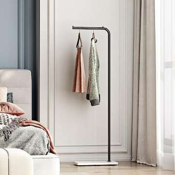 Smlttel Black Metal Coat Racks, Standing Coat Rack with Heavy Base, Modern Coat Tree with Crossbar a...