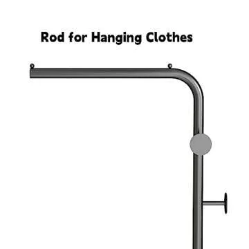 Smlttel Black Metal Coat Racks, Standing Coat Rack with Heavy Base, Modern Coat Tree with Crossbar and 3 Hooks, Entryway Coat Racks for Handbags, Clothing.(59inch)