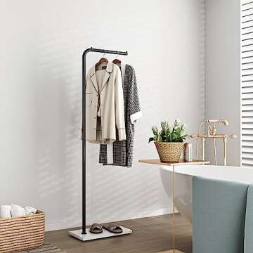 Smlttel Black Metal Coat Racks, Standing Coat Rack with Heavy Base, Modern Coat Tree with Crossbar and 3 Hooks, Entryway Coat Racks for Handbags, Clothing.(59inch)