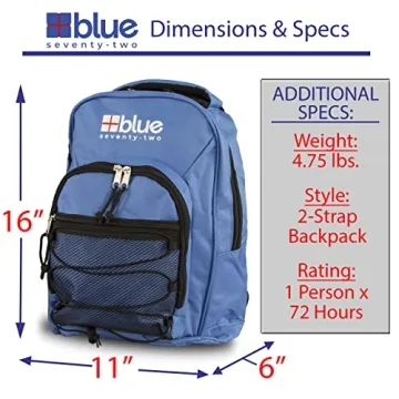 72 Hour Emergency Survival Backpack Kit - Blue Seventy-Two