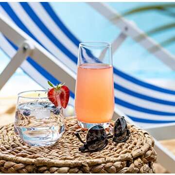 Set of 8 Clear Drinking Glasses Goblets & Chalices Cups - Glass Drinkware for Kitchen & Dinnerware -...