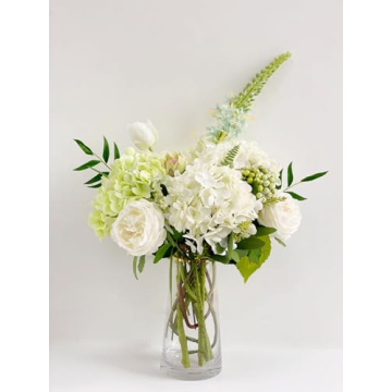 Stunning YalzoneMet 3 PCS White Hydrangea Faux Flowers