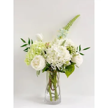 Stunning YalzoneMet 3 PCS White Hydrangea Faux Flowers