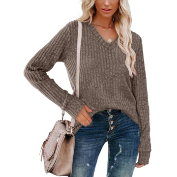Trendy Women's Fall Sweaters - SAMPEEL V Neck Tee