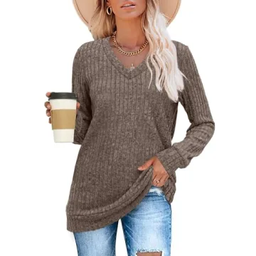 Trendy Women's Fall Sweaters - SAMPEEL V Neck Tee