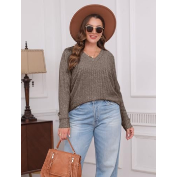 Trendy Women's Fall Sweaters - SAMPEEL V Neck Tee