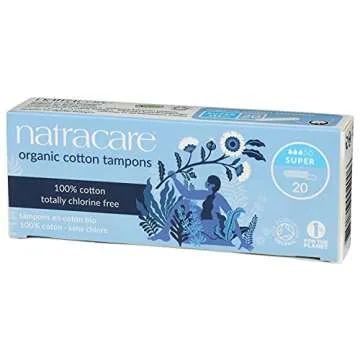 Natracare Non-Applicator 100% Organic Cotton Tampons, Super, Totally Chlorine Free, Biodegradable and Compostable (1 Pack, 20 Tampons Total)