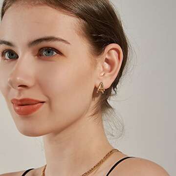 SANNYRA M Initial Stud Earrings for Women, 14K Gold Plated Hypoallergenic Letter Earring, Trendy Jewelry Gifts for Her