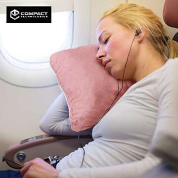 Compact Travel Pillow Made with Shredded Memory Foam and Super Soft Fleece Fabric for Ultimate Comfo...