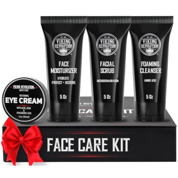 Viking Revolution Men's Facial Skin Care Kit - All-in-One Grooming Essentials for Refreshing Skin
