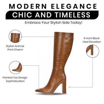 Cape Robbin SayWhat Mid Calf Boots for Women - Womens Mid Calf Boots with Chunky Block Heel - Stylish Mid Calf Boots Women - Brown Size 6.5