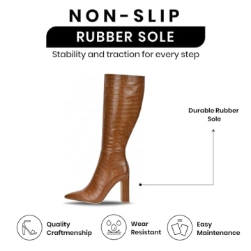 Cape Robbin SayWhat Mid Calf Boots for Women - Womens Mid Calf Boots with Chunky Block Heel - Stylish Mid Calf Boots Women - Brown Size 6.5