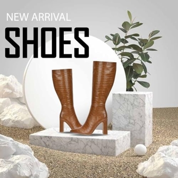 Cape Robbin SayWhat Mid Calf Boots for Women - Womens Mid Calf Boots with Chunky Block Heel - Stylish Mid Calf Boots Women - Brown Size 6.5