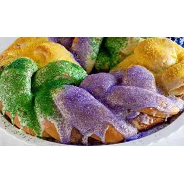 Exquisite Mardi Gras King Cake Decoration Gift Box Kit with Vibrant Sugars & Mini Baby Figurines