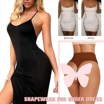 JELLYOGA Tummy Control Thong Shapewear for Women Seamless Body Shaper Panties Girdle High Waist Shaping Underwear (Brown, S)