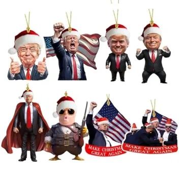 8 Packs Trump Christmas Ornaments 2024 - Funny & Festive