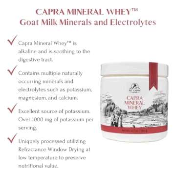 MT. CAPRA SINCE 1928 Capra Mineral Whey | A Whole Food, Bio-Available Mineral/Electrolyte Supplement from Goat Milk Whey, Rich in Potassium - 12.7 Ounce Powder