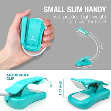 Vekkia Rechargeable Book Light 3 Colors 70Hrs Battery