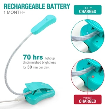 Vekkia Rechargeable Book Light 3 Colors 70Hrs Battery
